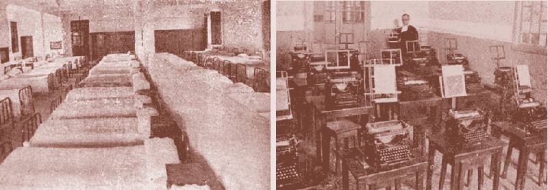 Dormitorio y clase de mecanografía