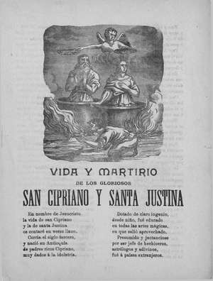 Vida y martirio de los gloriosos SAN CIPRIANO Y SANTA JUSTINA