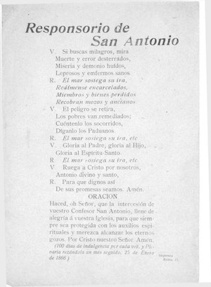 RESPONSORIO DE SAN ANTONIO