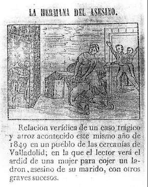 LA HERMANA DEL ASESINO.Relación verídica de un caso trégico y atroz acontecido este mismo año de 1849 en un pueblo de las cercanías de Valladolid;en la que el lector verá el ardid de una mujer para cojer un ladrón,asesino de su marido,con otros graves sucesos.