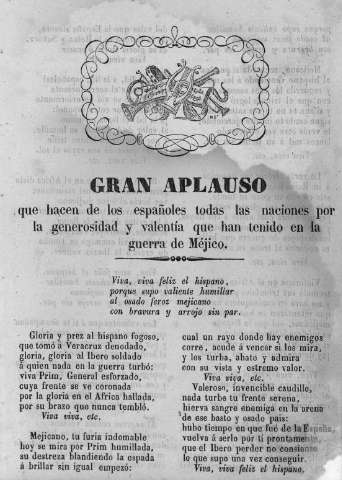 Gran aplauso que hacen de los españoles todas las naciones por la generosidad y valentía que han tenido en la guerra de Májico.