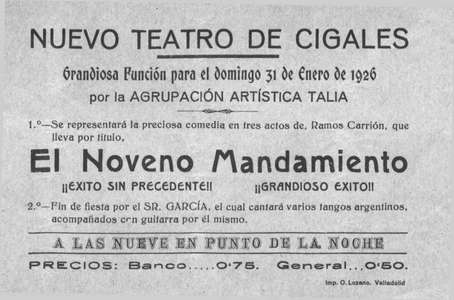 Nuevo Teatro de Cigales.EL NOVENO MANDAMIENTO.