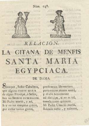 Relación la Gitana de Menfis Santa María Egypciaca. De dama. Núm 248