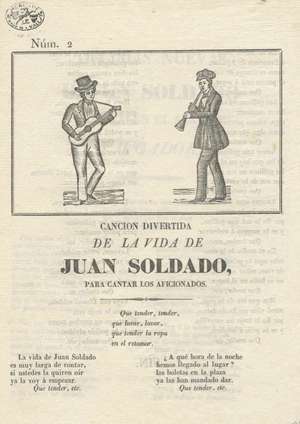 Canción divertida de la vida de Juan Soldado para cantar los aficionados.