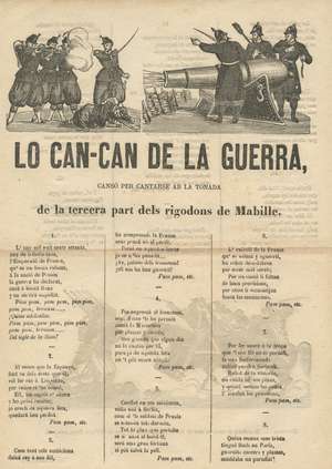 LO CAN-CAN DE LA GUERRA, cançó per cantarse ab la tonada de la tercera part dels rigodons de Mabille