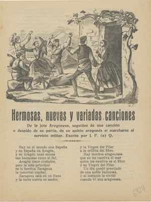 HERMOSAS, NUEVAS Y VARIADAS CANCIONES de la jota aragonesa, seguidas de una canción o despido de su patria, de un quinto aragonés al marcharse al servicio militar. 